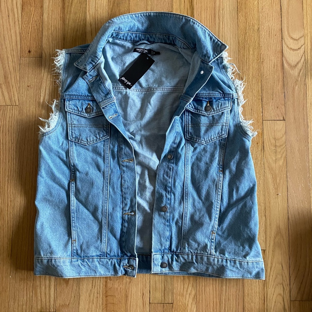 NWT Nasty Gal sleeveless denim jacket